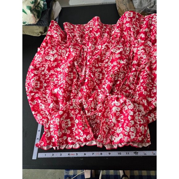 Floral Babydoll Halter Tiered Mini Dress Size Medium Fairy Y2K Whimsical Boho - Picture 8 of 10